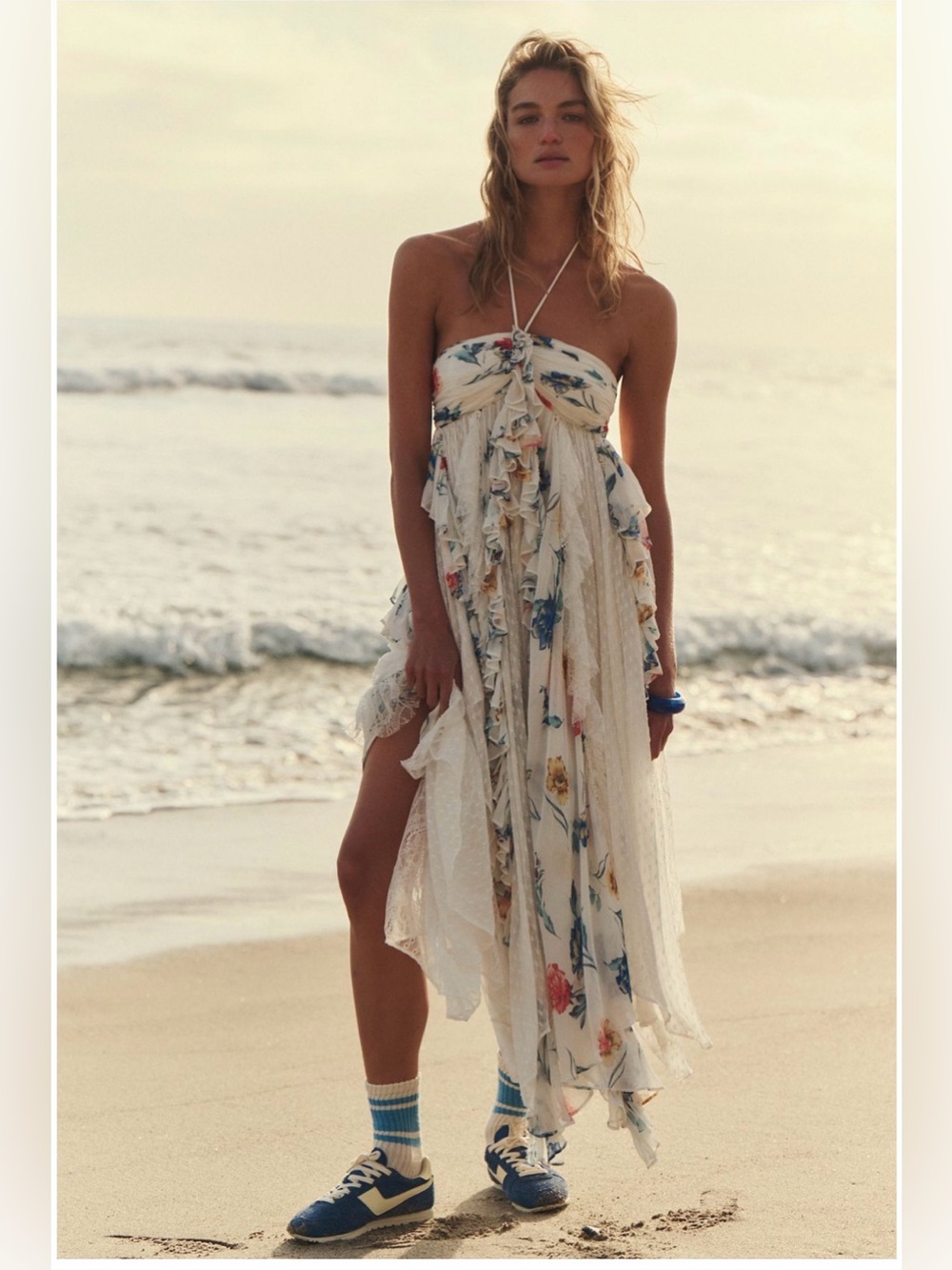 Free People Garden Party Flowy Floral Halter Midi Dress XS